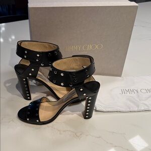 Jimmy Choo Veto 100 Black/Silver Stud Heels
